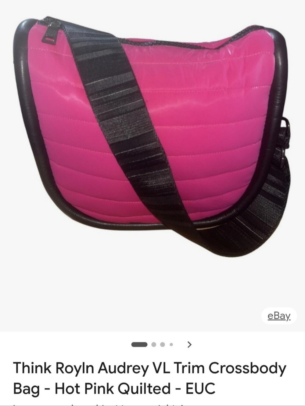 THINK ROYLN Bright Pink Crossbody with Black Trim